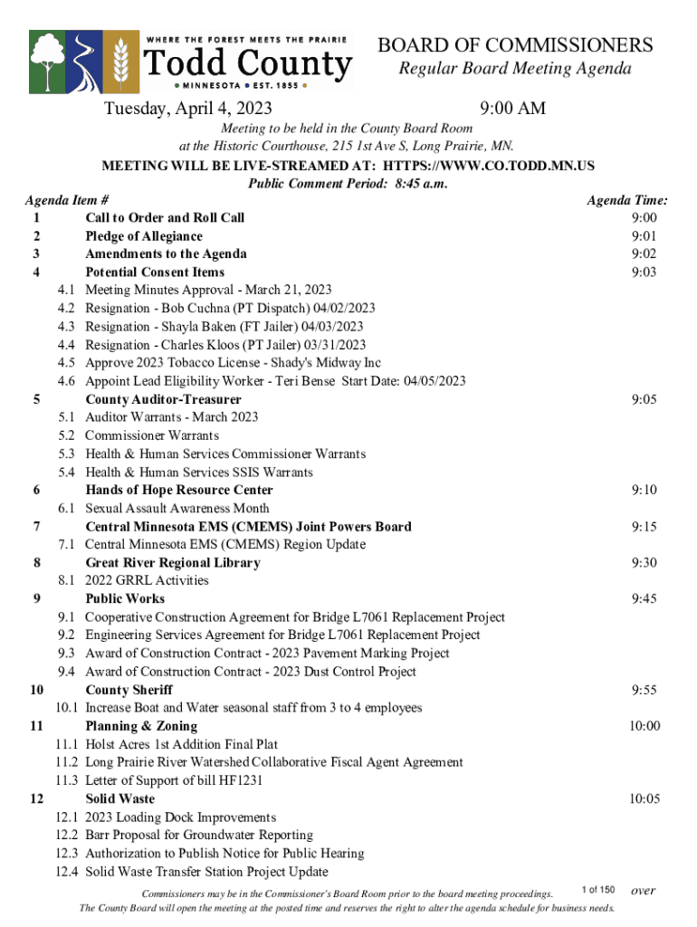 Fillable Online Week of Jun 16th Calendar Todd County, Minnesota