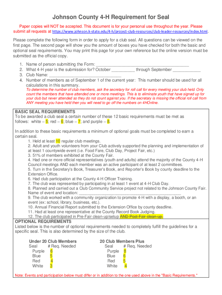 Fillable Online Clover Clips Johnson County Extension Office Fax