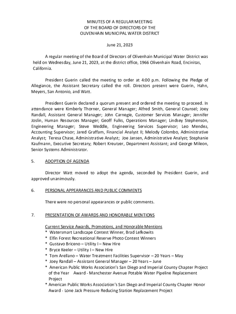 Fillable Online held on Wednesday, June 21, 2023, at the district