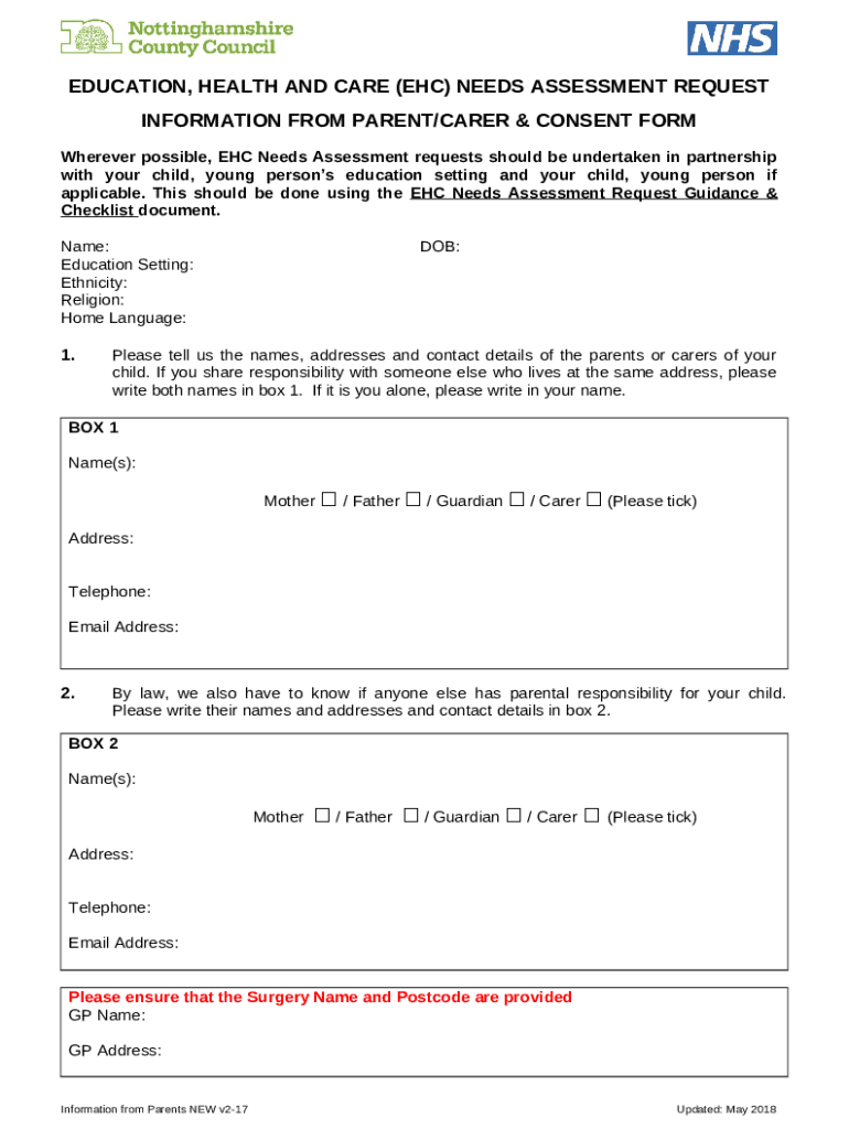 Education, Health and Care Needs Assessment Request 1. Doc Template