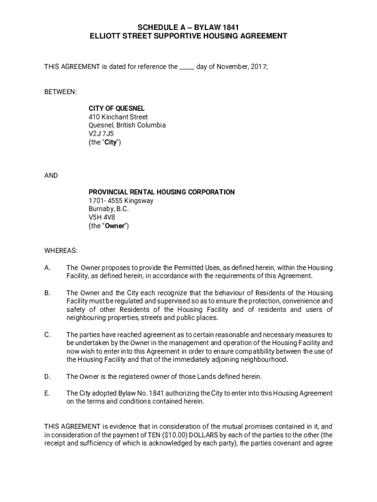 Fillable Online A Bylaw to authorize a Housing Agreement Fax Email