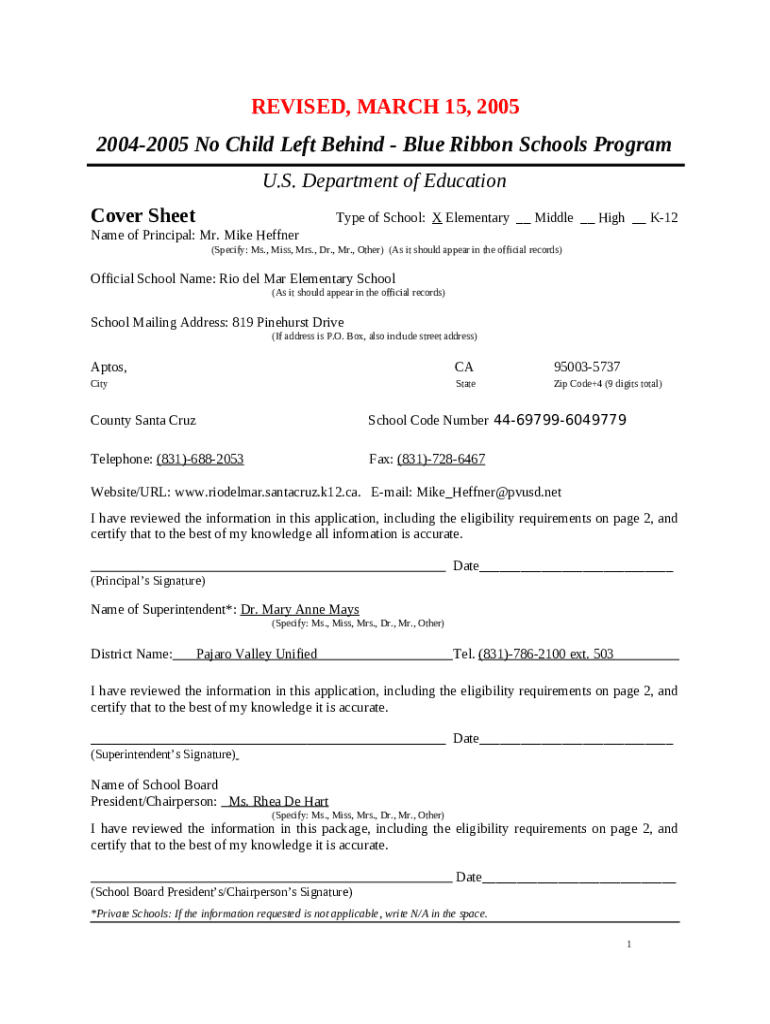 Rio del Mar Elementary School Application www2 ed Doc Template