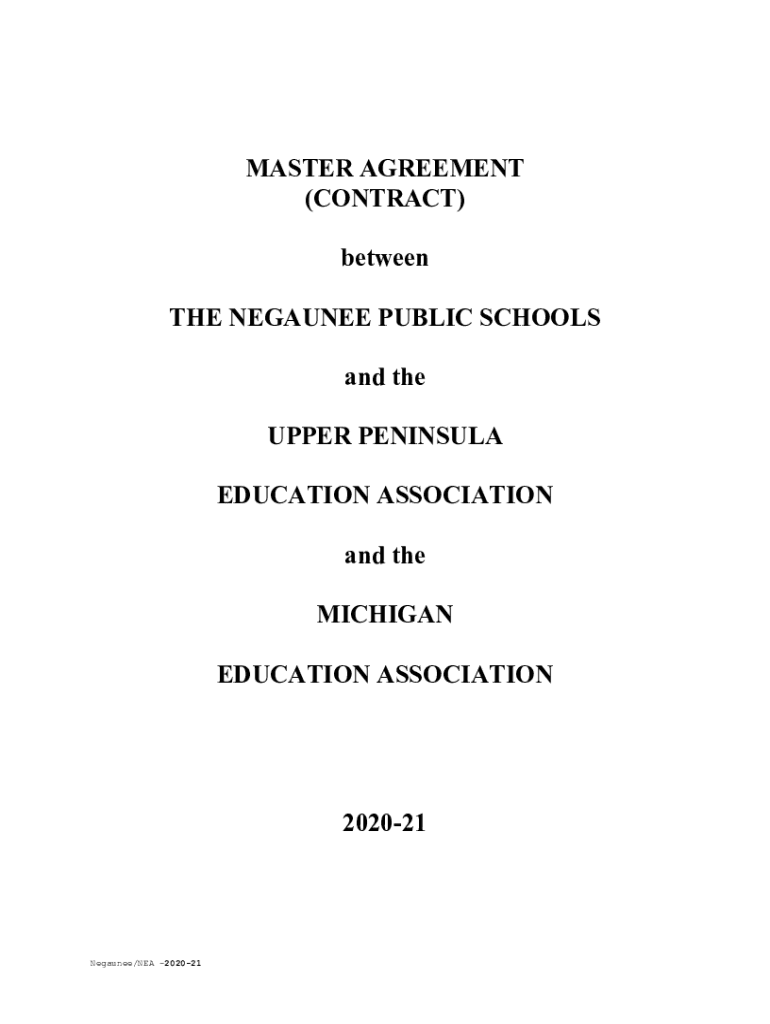 Fillable Online negaunee k12 mi Negaunee teacher contract Initial