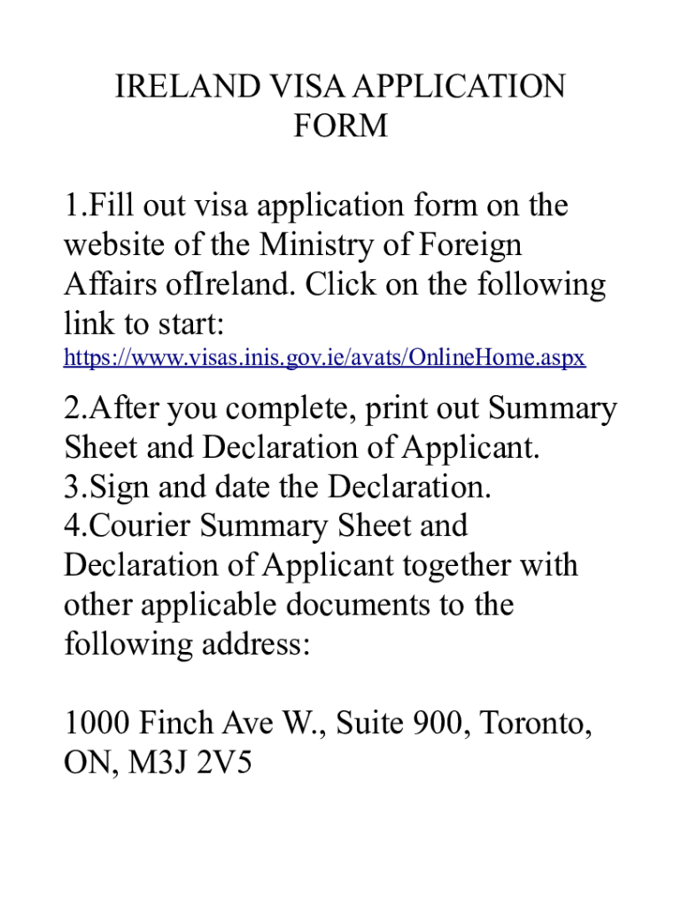 Fillable Online IRELAND VISA APPLICATION FORM 1.Fill out visa