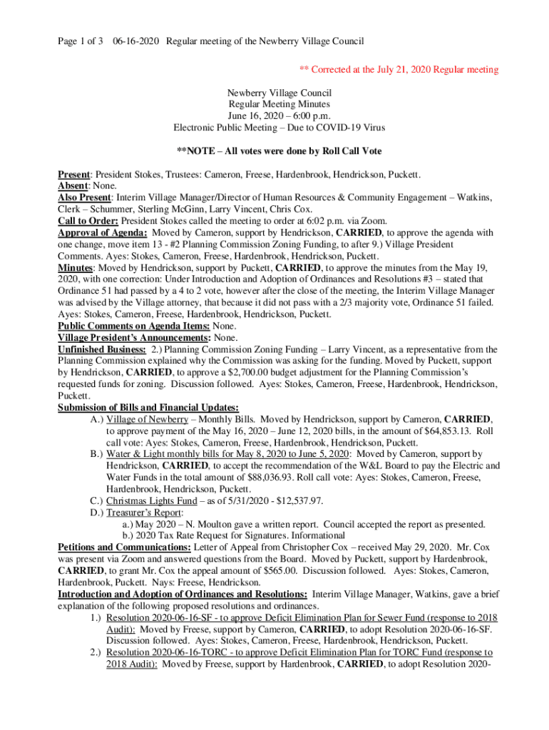 Fillable Online Village of Newberry, Michigan Fax Email Print pdfFiller