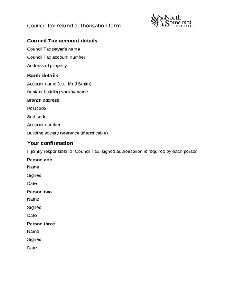 Council Tax Refund Request Doc Template pdfFiller