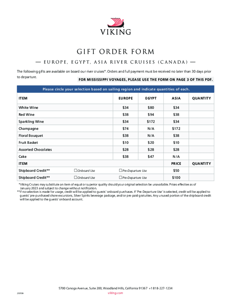 Fillable Online GIFT ORDER FORM Fax Email Print pdfFiller