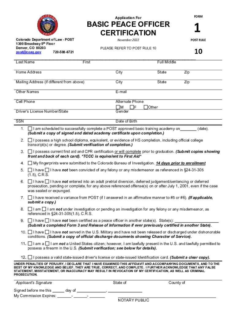 Fillable Online Colorado Peace Officers Standards and Training (POST) Fax Email Print pdfFiller