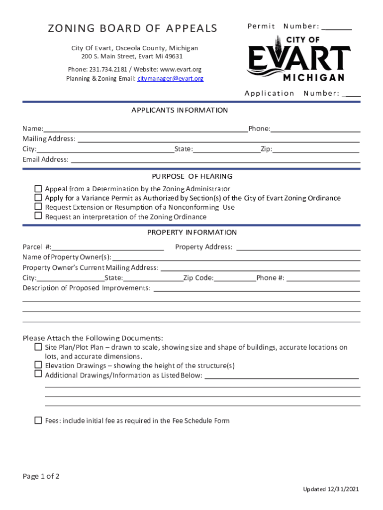 Fillable Online Evart Township MI Cities and Towns in the United