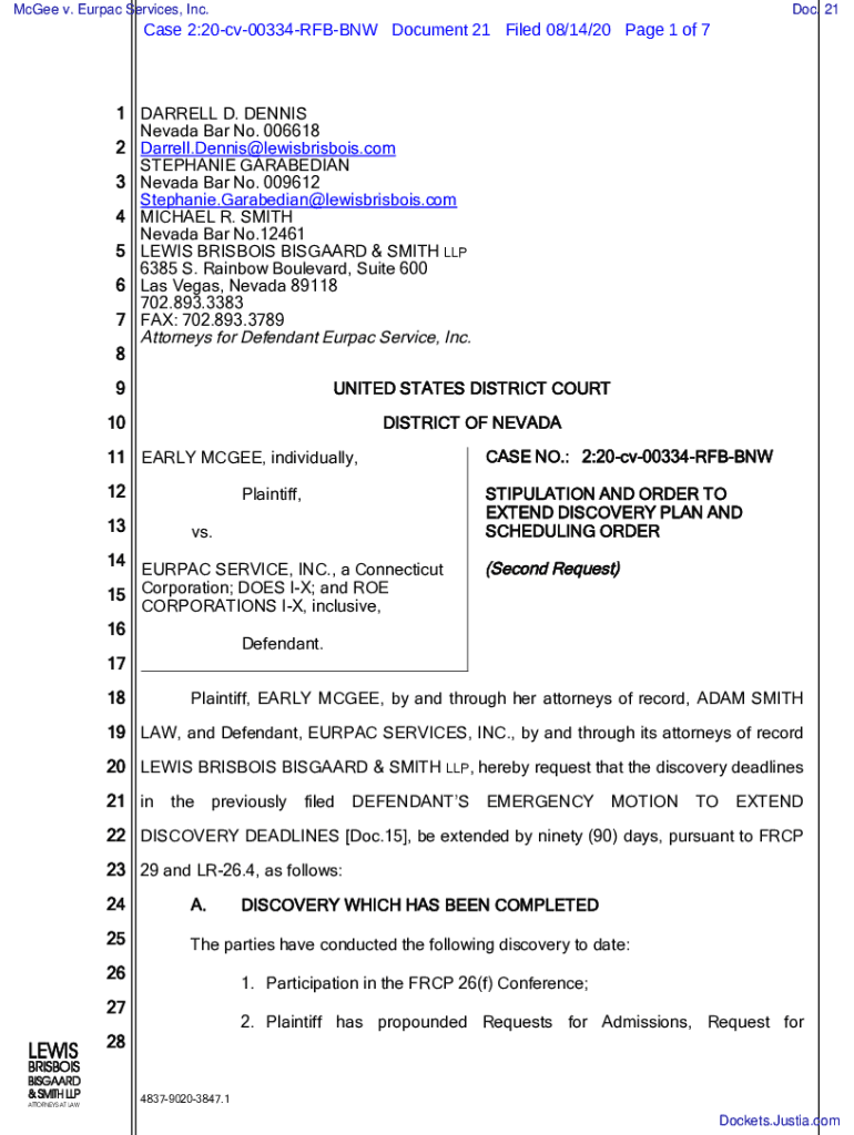Fillable Online ORDER granting 20 STIPULATION FOR EXTENSION OF TIME