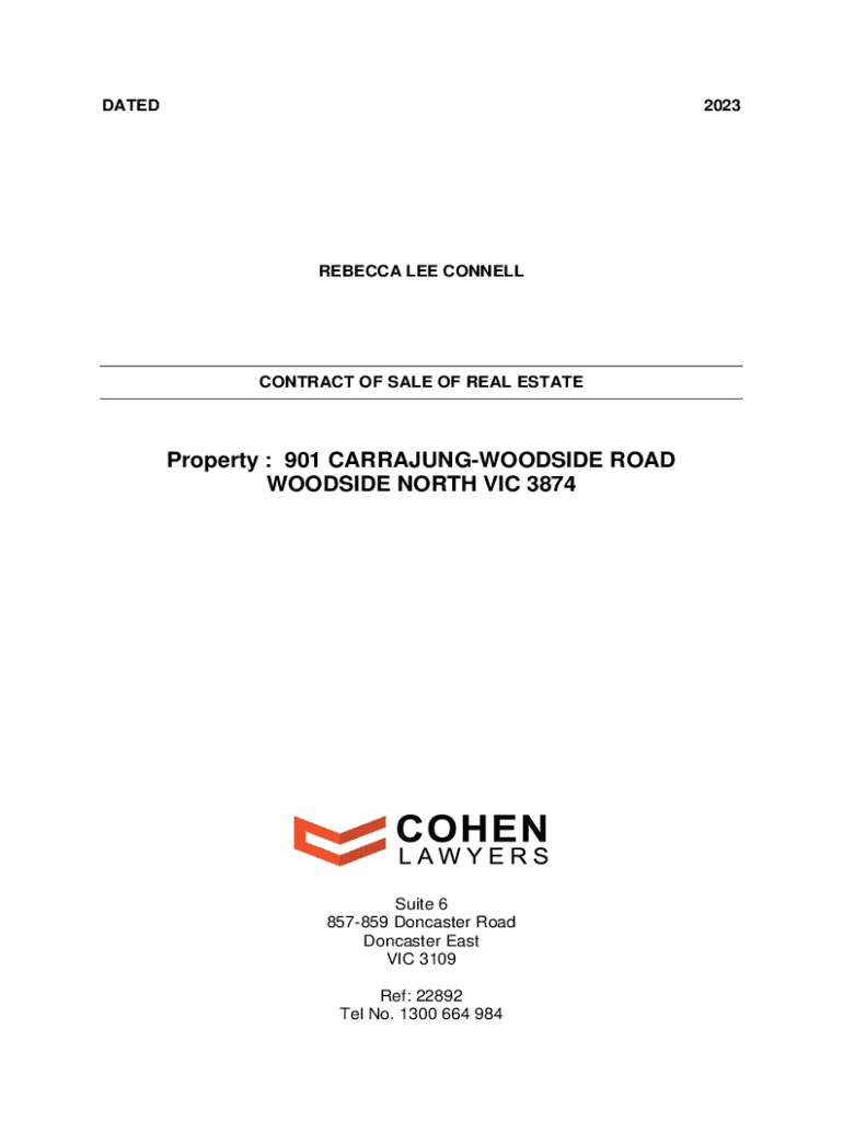 Fillable Online 901 Carrajungwoodside Road, Woodside North, VIC 3874