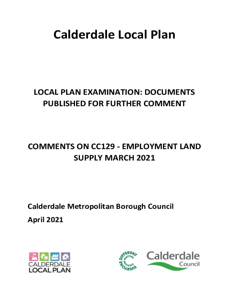 Fillable Online Calderdale Local Plan Housing Requirement Update and
