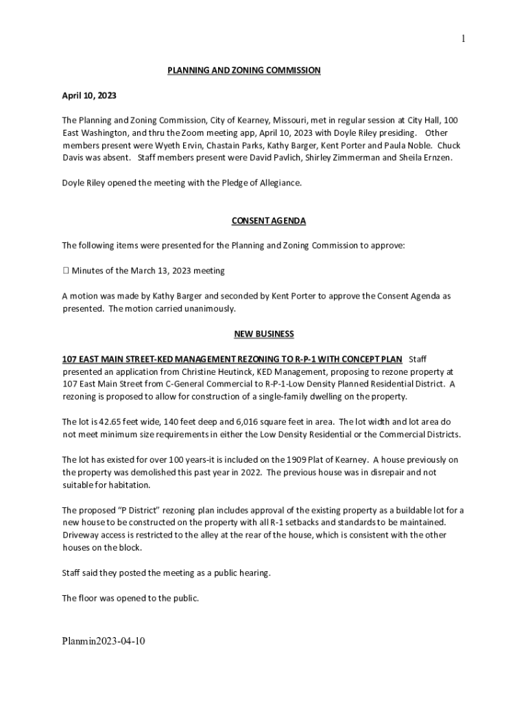 Fillable Online The Planning and Zoning Commission, City of Kearney
