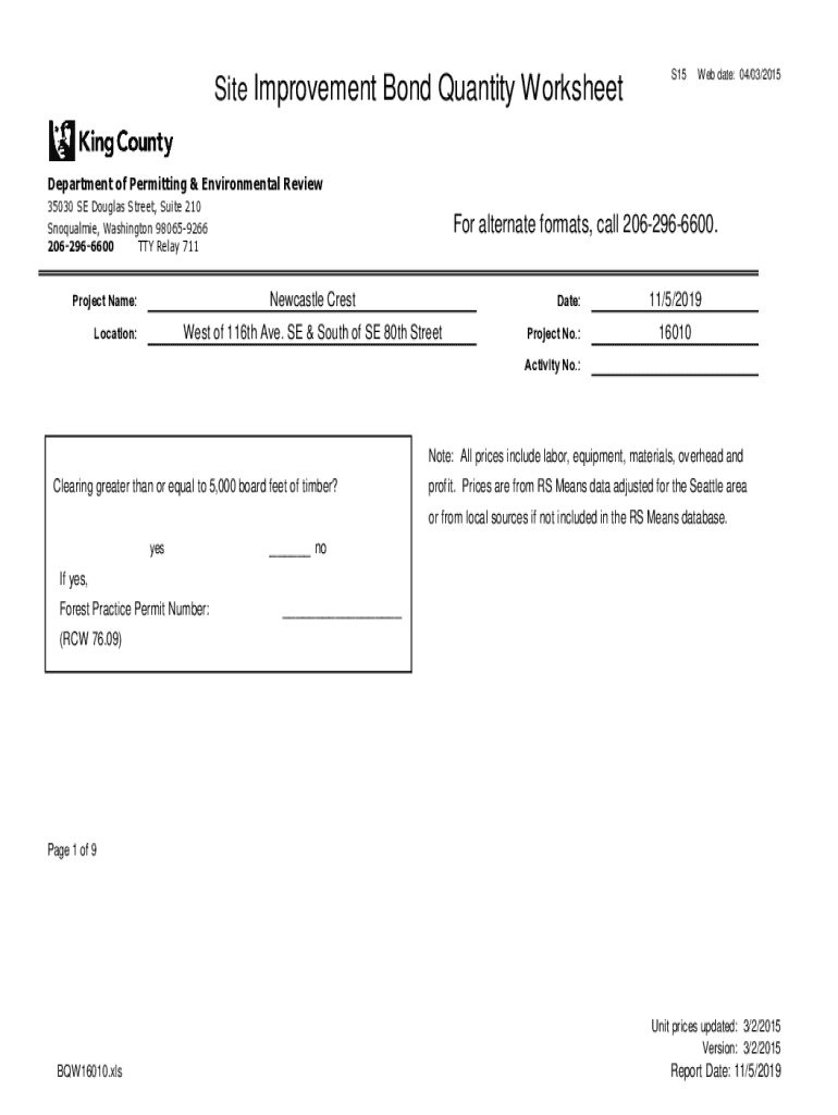 Fillable Online Bond Quantity Worksheet IIS Windows Server City of