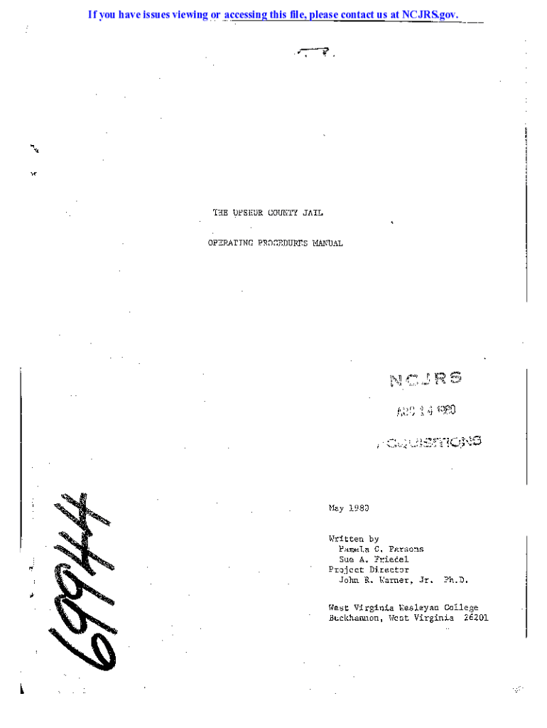Fillable Online Upshur County (WV) Jail Operating Procedures Manual