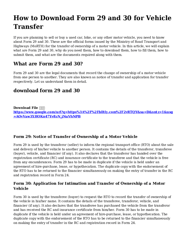 Fillable Online Vehicle Registration Transfer Car/Bike Transfer Steps