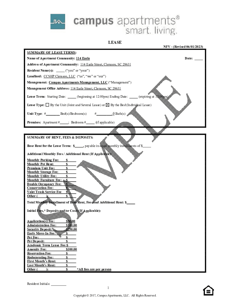 Fillable Online Lease 114 Earle Fax Email Print pdfFiller