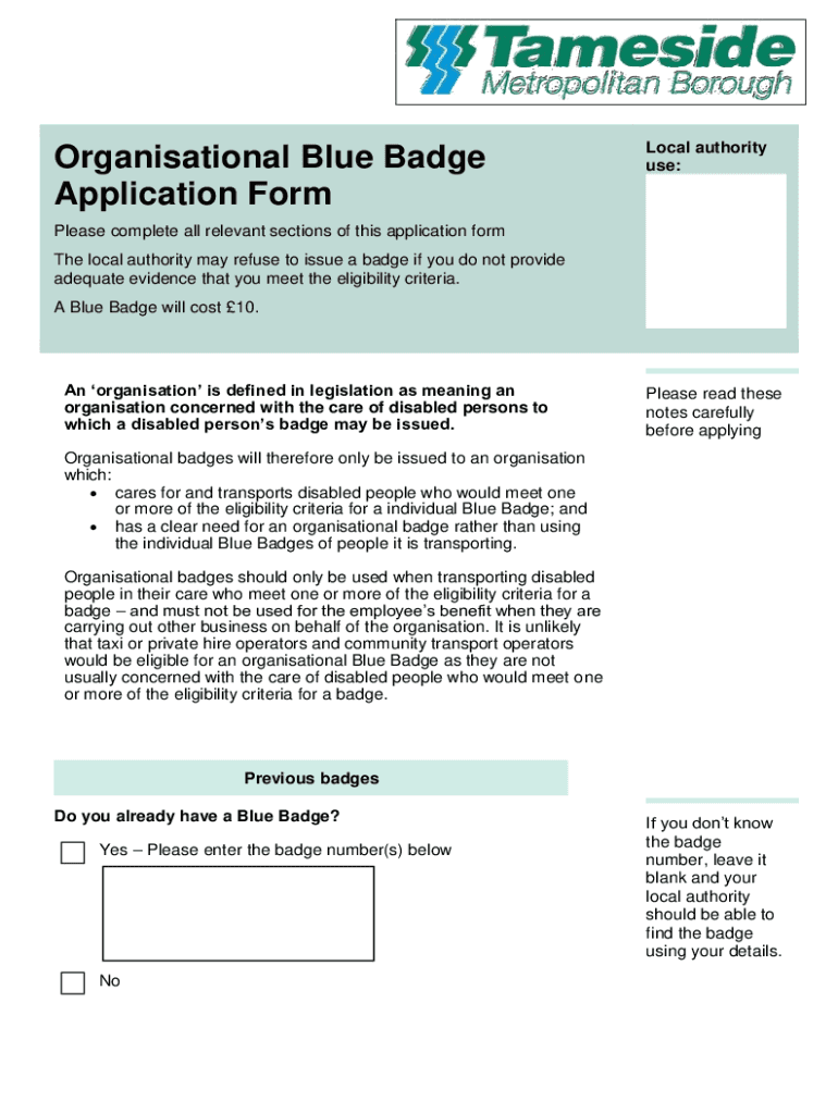 Fillable Online Blue Badge Application Form Carmarthenshire County