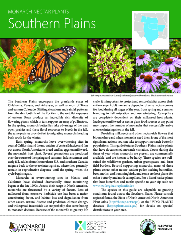 Fillable Online Best Nectar Plants for Butterflies in the Southern