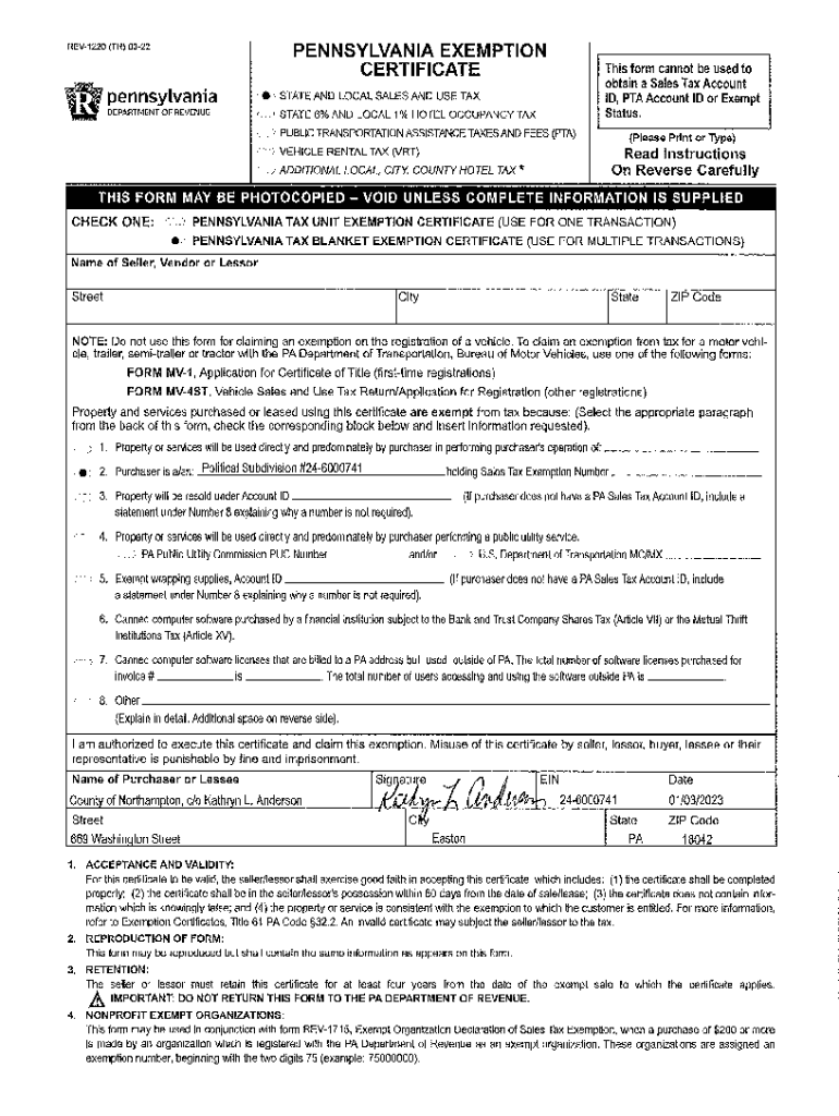 Fillable Online Pennsylvania Exemption Certificate. Pennsylvania Exemption Certificate Fax Email