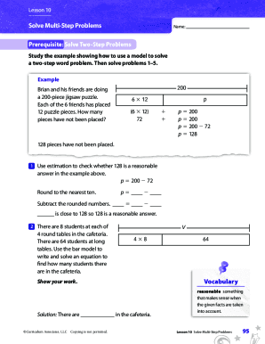 Fillable Online Model and Solve Multiple-Step Problems - Full Lesson