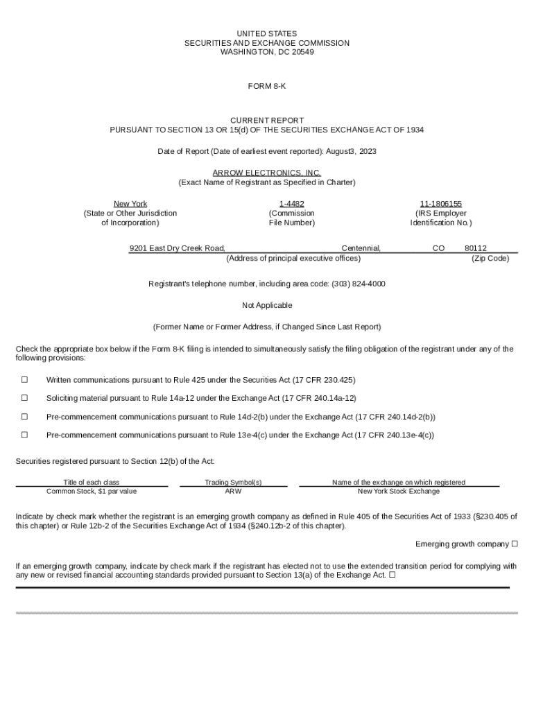 ARROW ELECTRONICS, INC. ( Doc Template pdfFiller