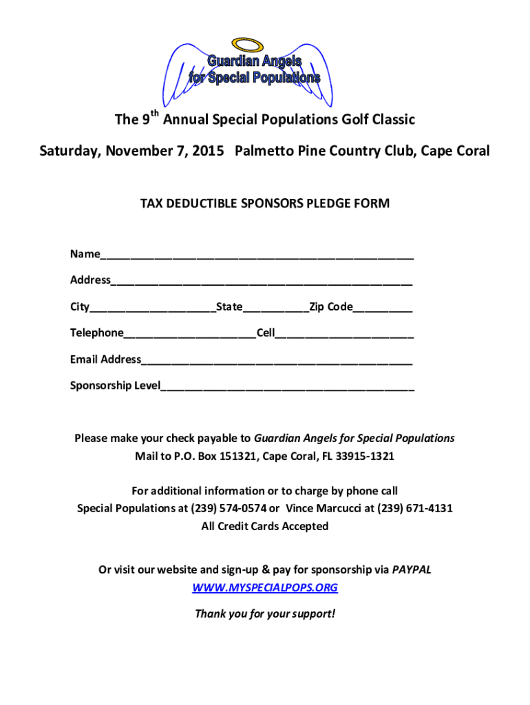 Fillable Online Special Populations golf fundraiser coming to Cape