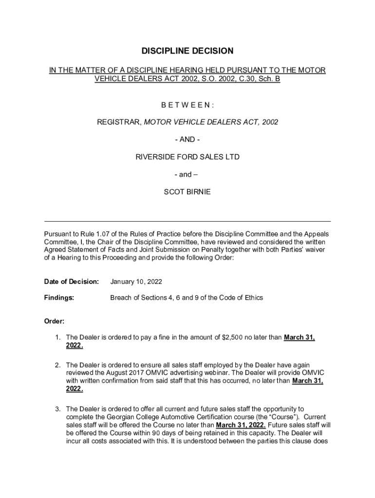 Fillable Online AND RIVERSIDE FORD SALES LTD Fax Email Print pdfFiller