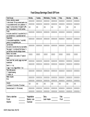 Dash Diet Check Off Sheet - Fill and Sign Printable Template Online