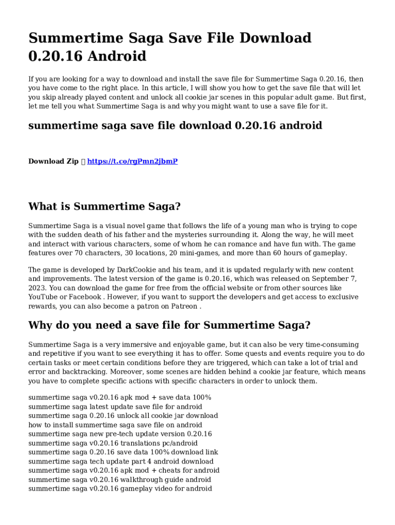 Fillable Online Summertime Saga Save File Location PC & Android Fax