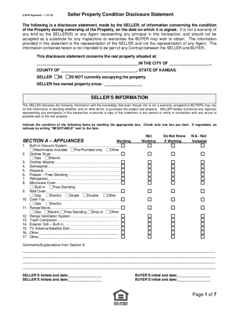 Fillable Online What is a Property Condition Disclosure Statement? Fax