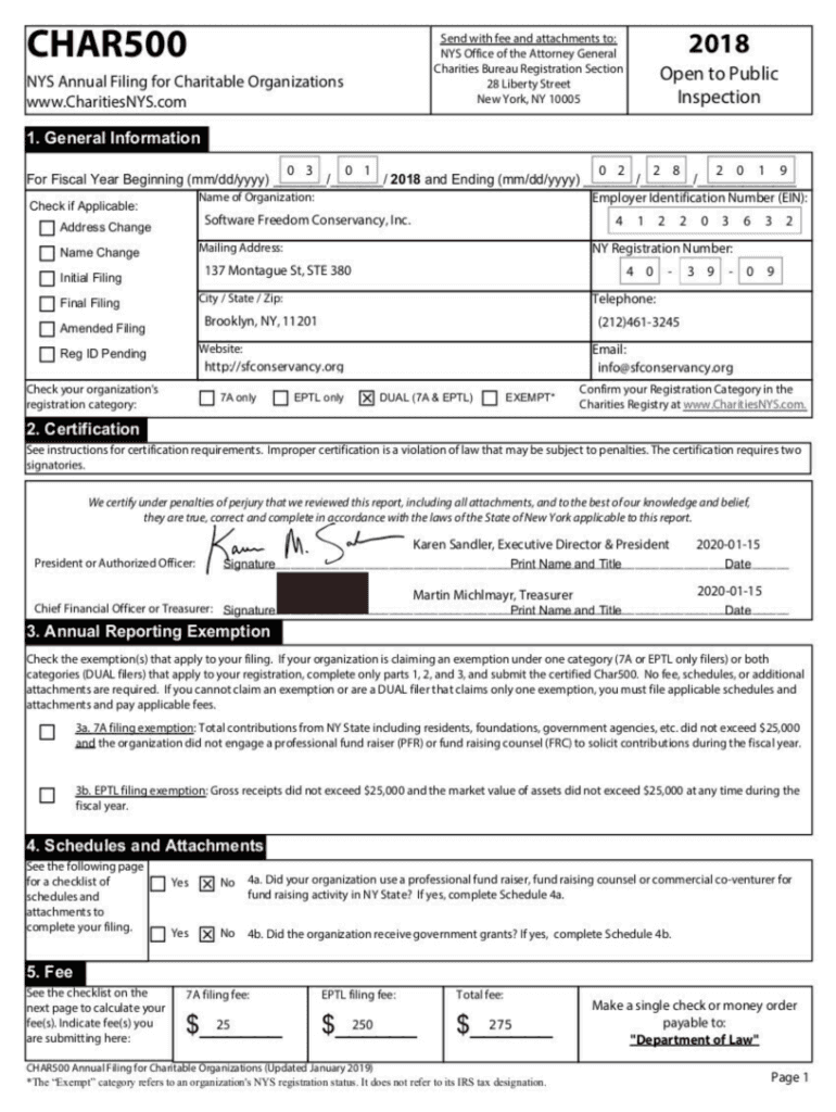 Fillable Online tax return filing instructions new york form char500