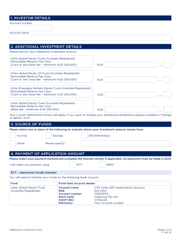Fillable Online Additional investment form ATLAS Infrastructure Fax