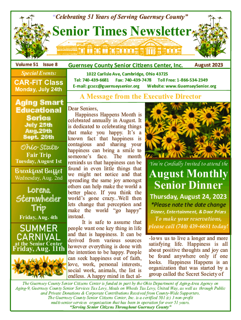 Fillable Online Copy of Seniors Newsletter Template Fax Email Print