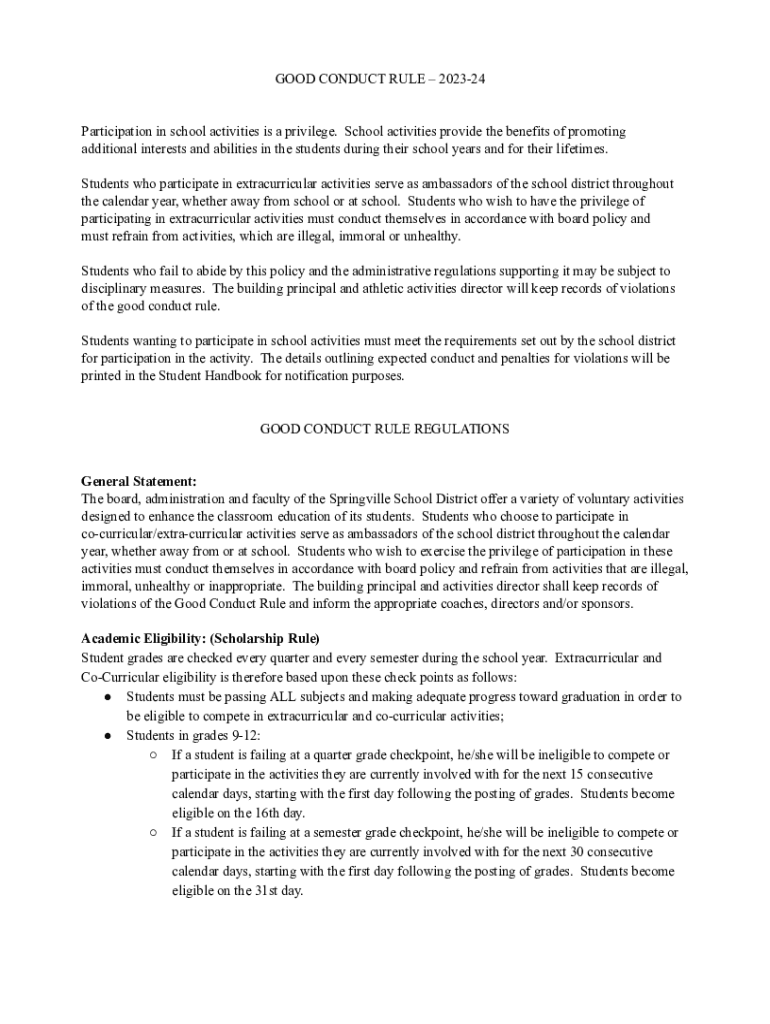 Fillable Online springville k12 ia Activities HandbookAcademic