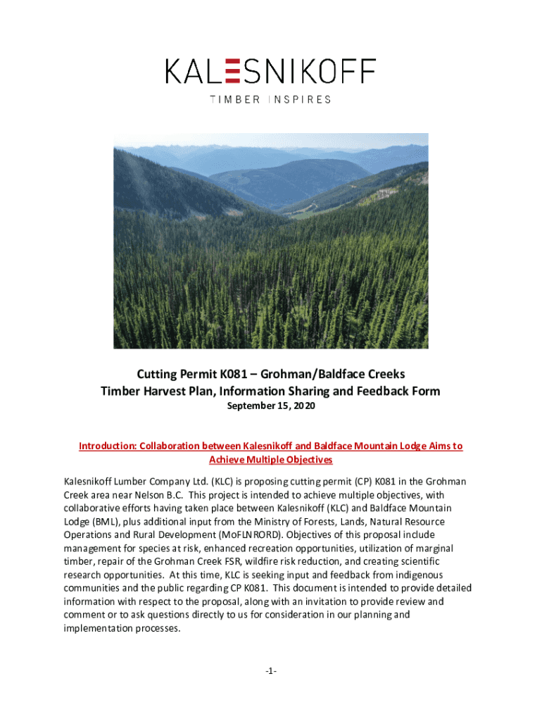 Fillable Online Cutting Permit K081Grohman/Baldface Creeks Timber Fax Email Print pdfFiller