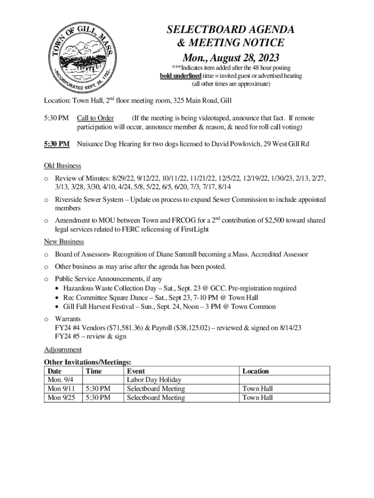 Fillable Online Tax Collector Town of Gill, MA Fax Email Print