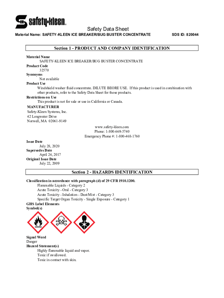 Fillable Online Bug Buster SDS SAFETY DATA SHEET Fax Email Print