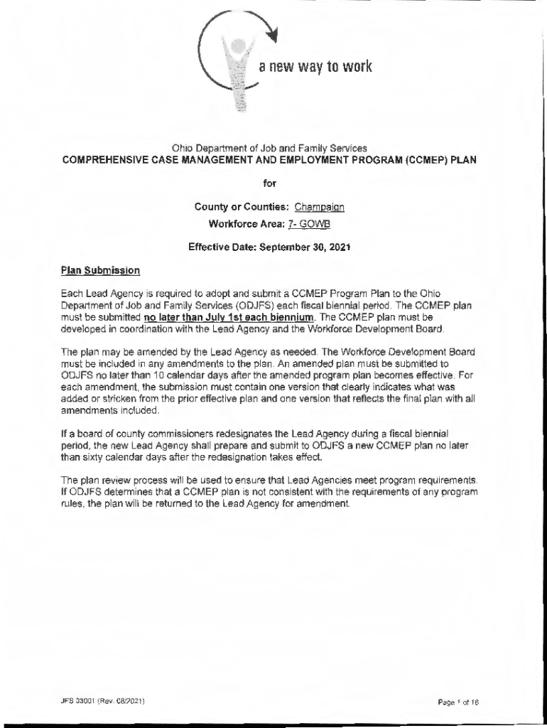 Fillable Online jfs ohio Champaign Ohio Department of Job and Family