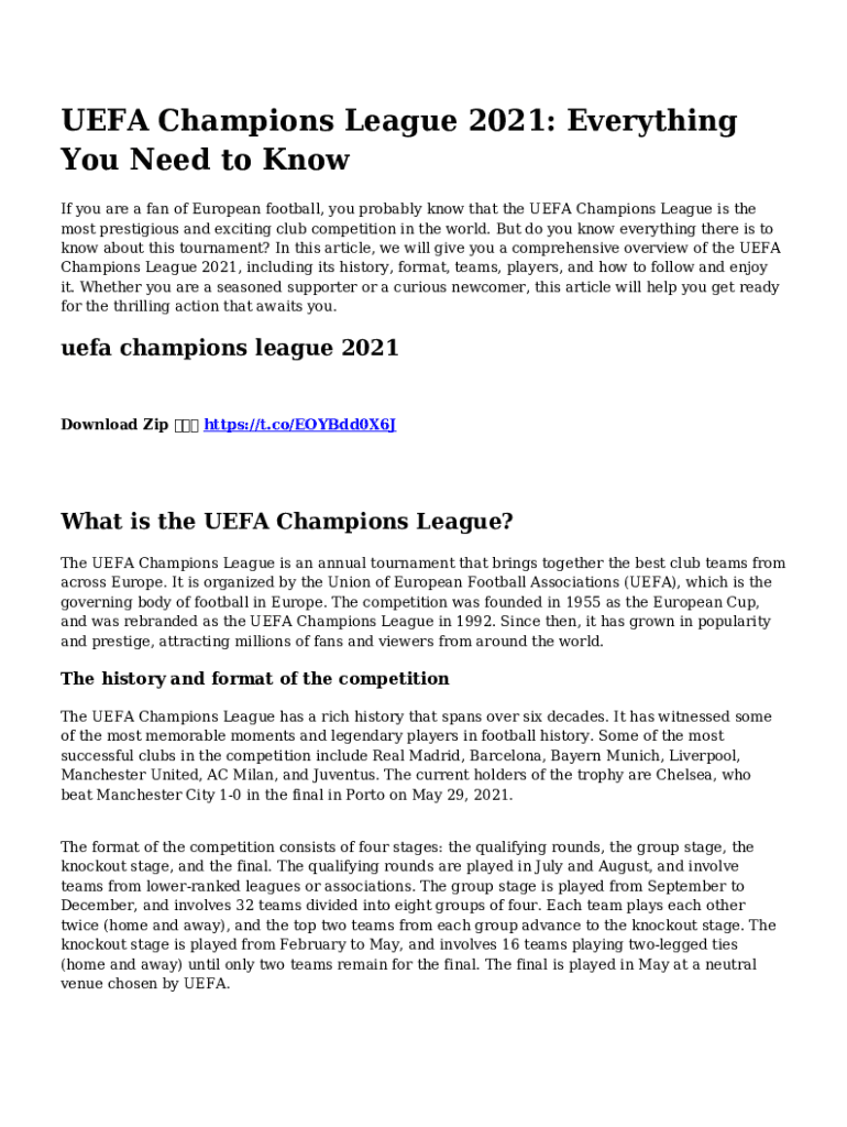 Fillable Online Champions League format How it will work from 202425