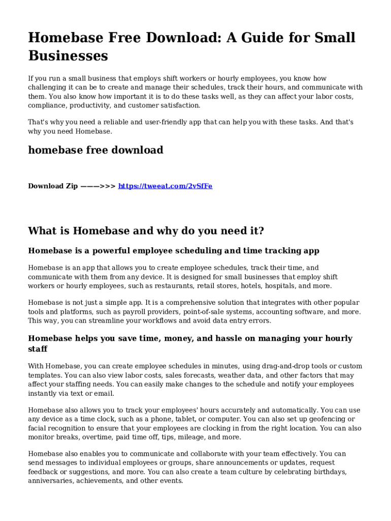 Fillable Online Download Homebase for Free and Streamline Your Business