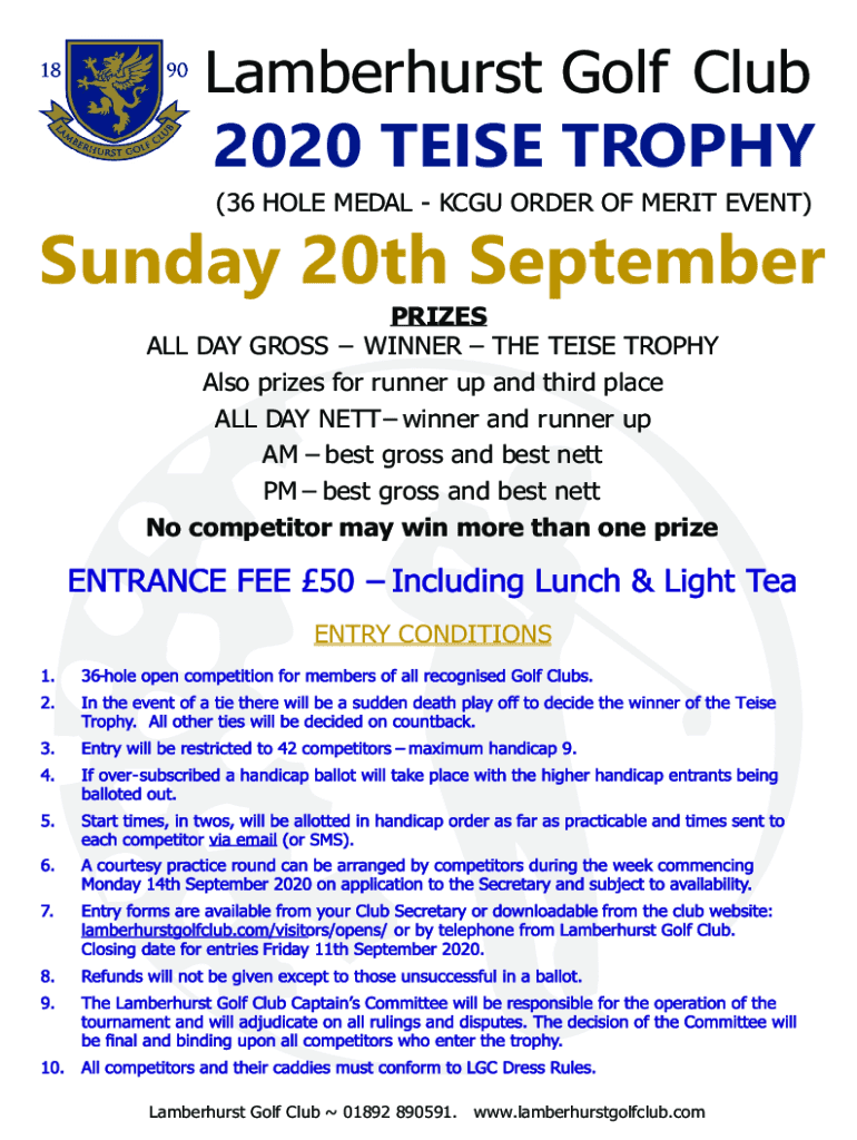 Fillable Online Paul Boozer wins Teise Trophy at Lamberhurst Golf Club