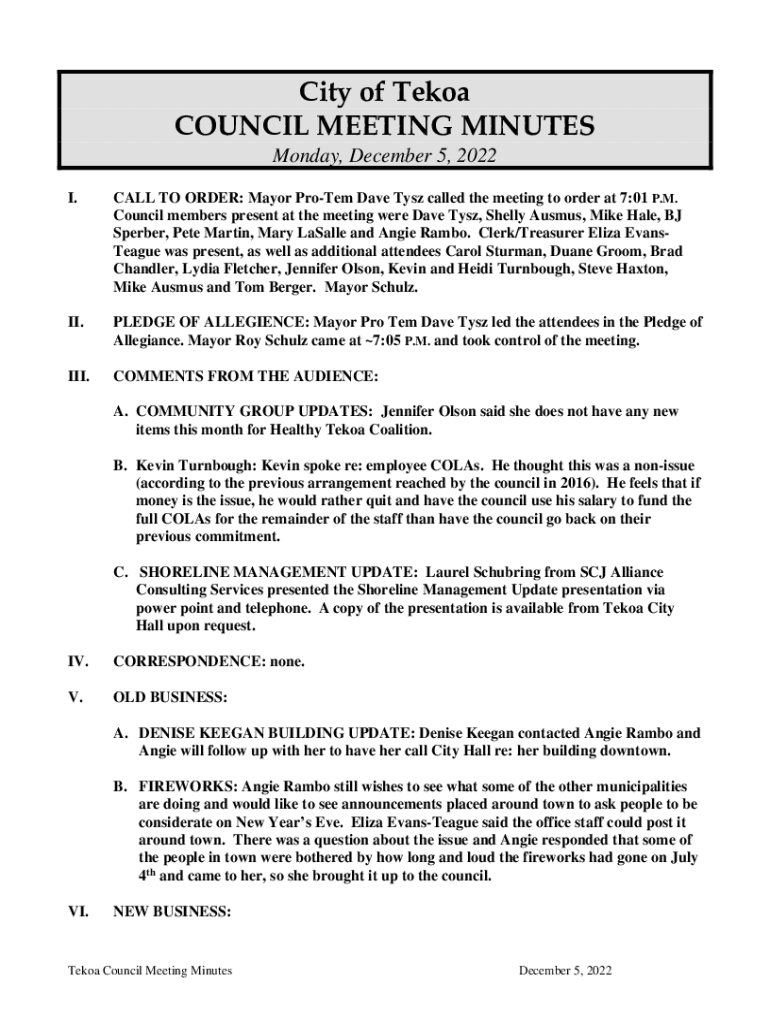 Fillable Online City of Tekoa Home Fax Email Print pdfFiller