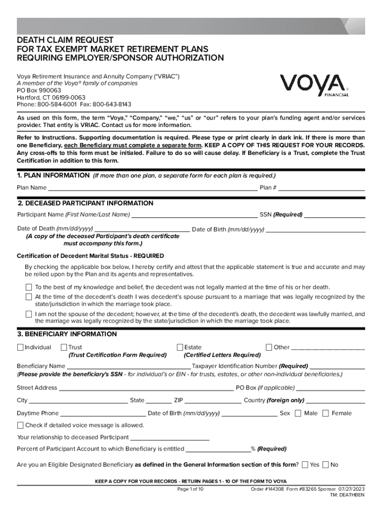 2023 Form Voya 83265 Fill Online, Printable, Fillable, Blank pdfFiller