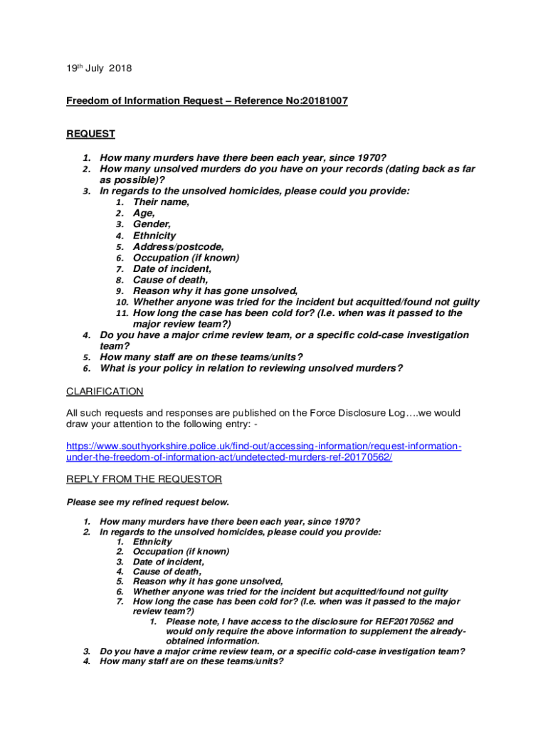 Fillable Online 1. How many murders have there been each year, Fax