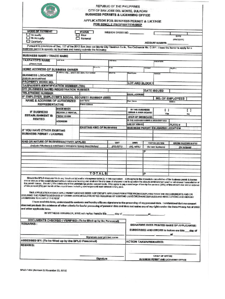 Business permit san jose del monte Fill out & sign online DocHub