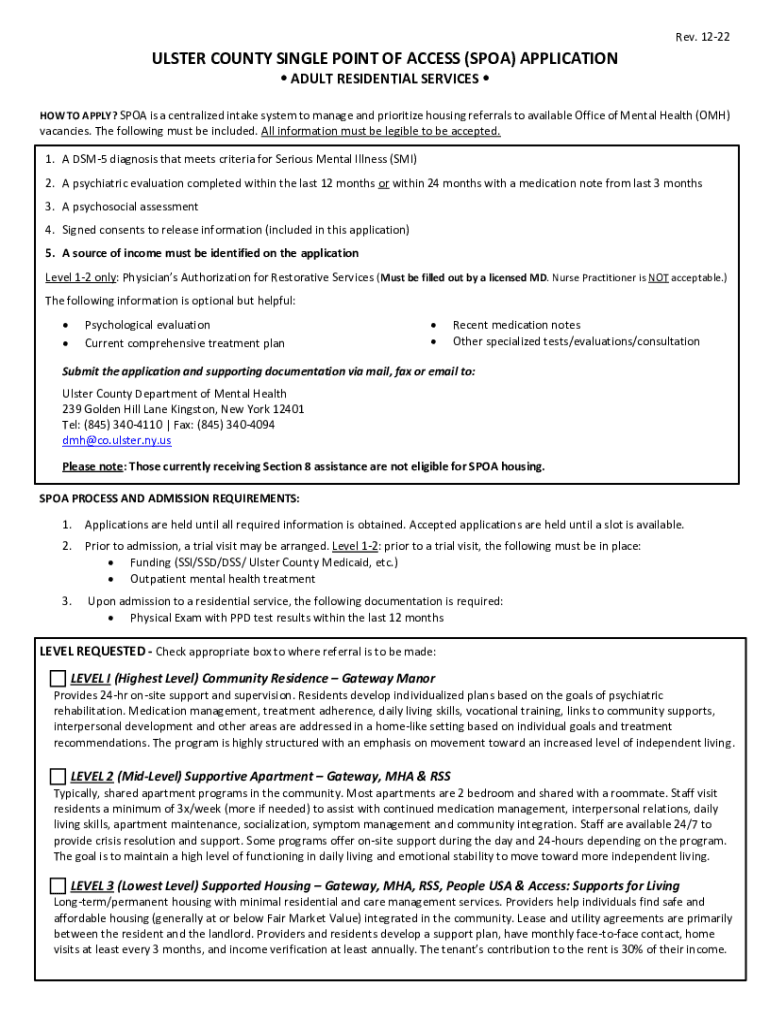 Fillable Online Single Point of Access (SPOA) Adult Fax Email Print