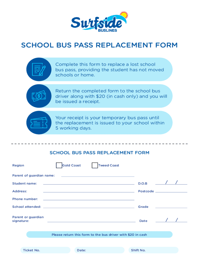 Fillable Online SCHOOL BUS PASS REPLACEMENT FORM Fax Email Print