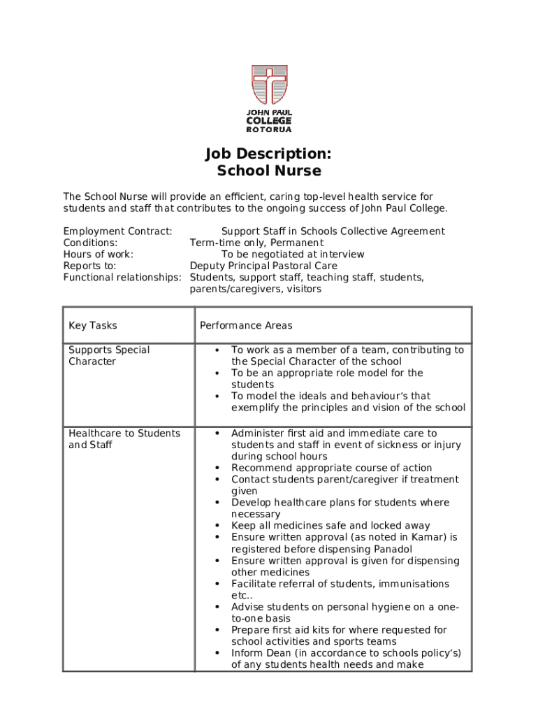 Sample Role Description Public Health NurseSchool Doc Template