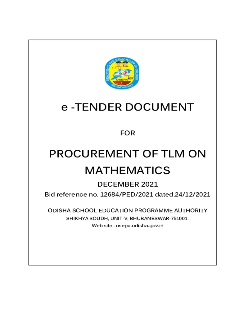 Fillable Online OSEPA e Tender Document for Procurement of TLM on